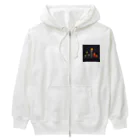 umakoiの火が灯る蝋燭とハロウィンカボチャのドット絵 Heavyweight Zip Hoodie