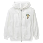 こどもと私の絵や粘土の花瓶に入った星の花 Heavyweight Zip Hoodie