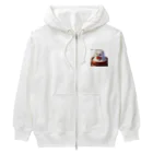 Pom-Dog'sのご飯に埋もれる白ポメ Heavyweight Zip Hoodie