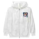 Happy Hub"（ハッピー・ハブ）の猫ギャル振り袖 Heavyweight Zip Hoodie