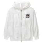 かわいい女の子とシュールな絵の飛び出すワンちゃん Heavyweight Zip Hoodie