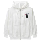 幸運のしっぽの黒猫と花 Heavyweight Zip Hoodie