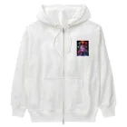 シロクマペンギンのドラゴンファイターガールwith竜の変身ヒーロー Heavyweight Zip Hoodie