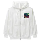 Superherooのオーロラのような発光をする恐竜 Heavyweight Zip Hoodie