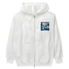 Passionista Lifestyle Emporium : 情熱的なライフスタイルエンポリウムの極光の冬景色とトナカイ Heavyweight Zip Hoodie