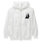 ファンシーTシャツ屋の長髪女性のモノクロデザイン Heavyweight Zip Hoodie