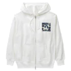 あずきば-あたりのシロネコ和柄 Heavyweight Zip Hoodie