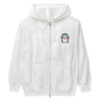 Vasetti_pressの赤いヘッドホンを付けているペンギン Heavyweight Zip Hoodie