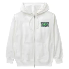 kawadangoのかわいい緑の車 Heavyweight Zip Hoodie