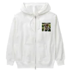 kokin0の草むらで斜めを見つめる犬 dog looking for the anywhere Heavyweight Zip Hoodie