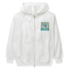 kaerinofficeのイルカとカモメが楽しく泳ぐ海の中で、きらめく虹が見えます🌈  Heavyweight Zip Hoodie