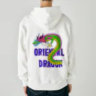 LalaHangeulのORIENTAL DRAGON（龍）英字 バックプリント Heavyweight Zip Hoodie