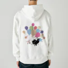 イラスト MONYAAT のくろねこの風船の種*A Heavyweight Zip Hoodie
