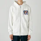 Happy Hub"（ハッピー・ハブ）の猫ギャル振り袖 Heavyweight Zip Hoodie