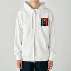 北の動物達と日常風景のポップなエゾシカ Heavyweight Zip Hoodie