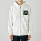 ポップな金魚たちの世界の水中を泳ぐ金魚 Heavyweight Zip Hoodie