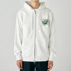 アミュペンの数学的な視点から白と緑の美しい花 Heavyweight Zip Hoodie