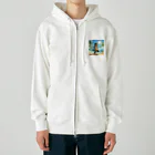 samkorのティラノサウルスのサマーバケーション Heavyweight Zip Hoodie