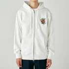 まんじゅ王国のフクロウがボールを蹴っているかわいい姿！ Heavyweight Zip Hoodie