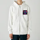 momonekokoのネオンカラーの魔女と骸骨 Heavyweight Zip Hoodie