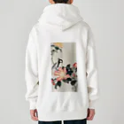 MUGEN ARTの小原古邨　椿に四十雀  Ohara Koson / Great tit on branch with pink flowers  Heavyweight Zip Hoodie