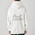 小鳥と映画館の仲良し6キャット　線画 Heavyweight Zip Hoodie