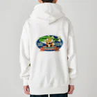 もふもふ♡けもっ娘村　(摩耶夕湖)の『釣り吉お稲荷ちゃん🎣🦊』Ａ楕円型 Heavyweight Zip Hoodie