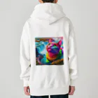 ニャーちゃんショップのナイアガラの滝で水浴びキャット Heavyweight Zip Hoodie