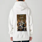 ブラックホワイトの美術館車 Heavyweight Zip Hoodie