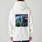 ニャーちゃんショップの宇宙船で植物を育てながら宇宙旅行している猫 Heavyweight Zip Hoodie