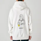 ビールとアート TM-3 Designの名画 × BEER（モナ・リザ）黒線画 Heavyweight Zip Hoodie