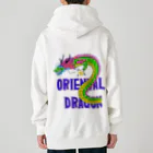 LalaHangeulのORIENTAL DRAGON（龍）英字 バックプリント Heavyweight Zip Hoodie