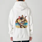 猫と紡ぐ物語のリズム感抜群！長身な白シャムネコがビーチでランバダダンス！  Heavyweight Zip Hoodie