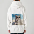 猫と紡ぐ物語の南国の海辺を歩く勇ましさに胸キュン猫 Heavyweight Zip Hoodie