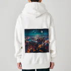 Teesignsの月夜に輝く未来都市 Heavyweight Zip Hoodie