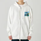 keita-sawadaのドット　ボラボラ島のオーバーウォーターバンガロー Heavyweight Zip Hoodie