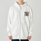 m222web-shopのスノーボードとキャラクターたちのイラストグッズ Heavyweight Zip Hoodie