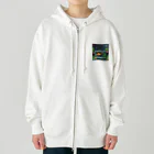 ポップな金魚たちの世界の水中を泳ぐ金魚 Heavyweight Zip Hoodie