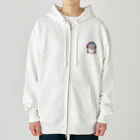 Vasetti_pressの赤いヘッドホンを付けているペンギン Heavyweight Zip Hoodie