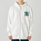 samkorのティラノサウルスのサマーバケーション Heavyweight Zip Hoodie