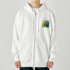 かるるんショップのあじさいとカタツムリ　雨上がり Heavyweight Zip Hoodie