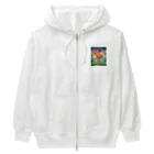 miamissioneのmiamissione オリジナル - ヘッドセットでノリノリの夢見るフラミンゴ - Heavyweight Zip Hoodie