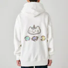 ゆにねこ惑星の🪐ゆにねこ🪐水色(髪色)(背面)ロゴ入り Heavyweight Zip Hoodie