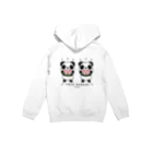 キッズサイズ　わんぱくぽめる堂のバックプリント　キッズサイズ　TWIN PANDAS 一緒のスイカ Hoodie:back