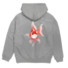 まみおデザインの金魚（ゆるモア水墨画風） Hoodie:back