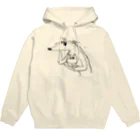 猫とネコ犬のボルゾイとネコとサングラス モノクロ Hoodie