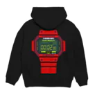 ヒロシオーバーダイブの背中にレトロG-SHOCKと見せかけて3秒ルール背負ってるやつ（レッド） Hoodie:back