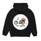 テモアシドーナツ（ドーナツギャング）のバイクとポロロ（プチ） Hoodie:back