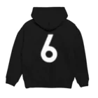 コチ(ボストンテリア)のバックプリント：ただの6です。（白文字） Hoodie:back