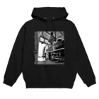 ヴィンテージ鉄道写真グッズの店の扇形車庫にスタンバイ中のSL （白い文字） Hoodie